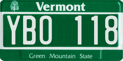 VT license plate YBO118