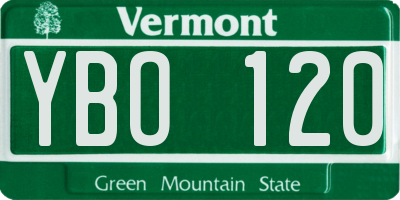 VT license plate YBO120