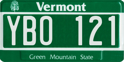 VT license plate YBO121