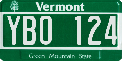 VT license plate YBO124