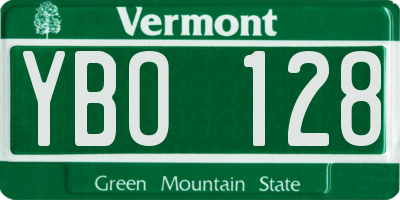 VT license plate YBO128