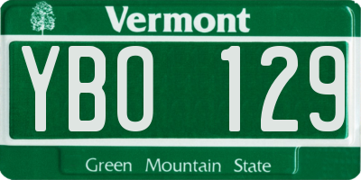 VT license plate YBO129