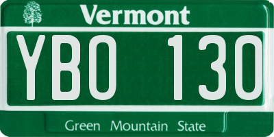 VT license plate YBO130