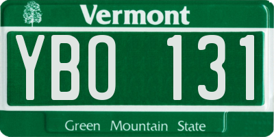 VT license plate YBO131