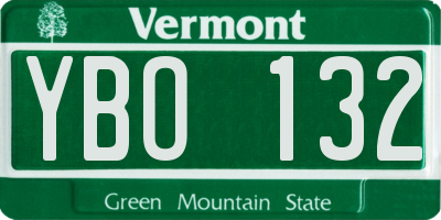 VT license plate YBO132