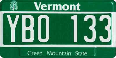 VT license plate YBO133
