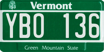VT license plate YBO136