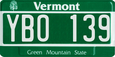 VT license plate YBO139