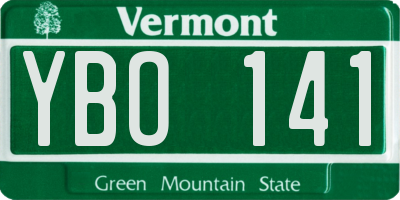 VT license plate YBO141