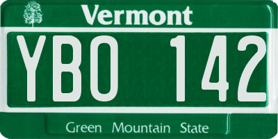 VT license plate YBO142