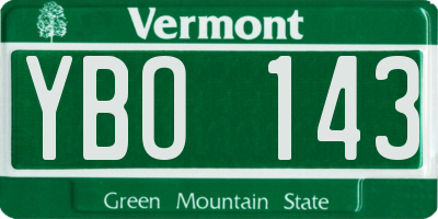 VT license plate YBO143
