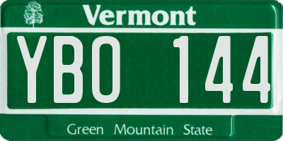 VT license plate YBO144