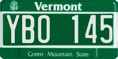 VT license plate YBO145