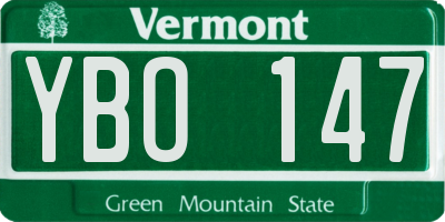 VT license plate YBO147