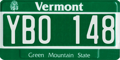 VT license plate YBO148