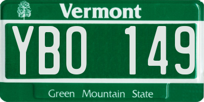 VT license plate YBO149