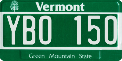 VT license plate YBO150