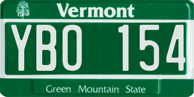 VT license plate YBO154