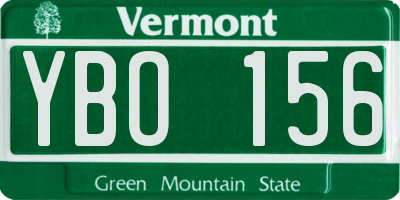 VT license plate YBO156