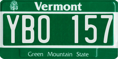 VT license plate YBO157