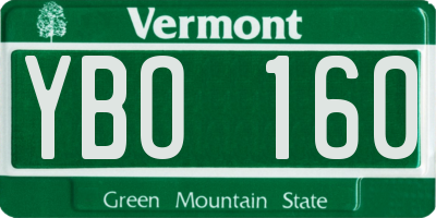 VT license plate YBO160