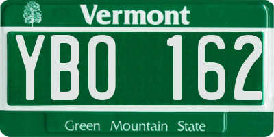 VT license plate YBO162