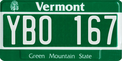 VT license plate YBO167
