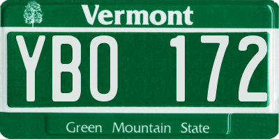 VT license plate YBO172
