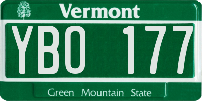 VT license plate YBO177