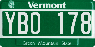 VT license plate YBO178