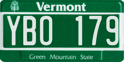 VT license plate YBO179