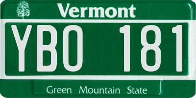 VT license plate YBO181