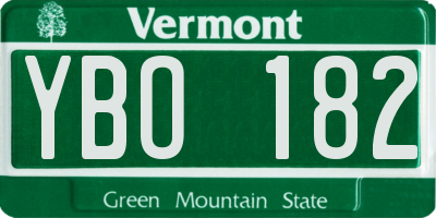 VT license plate YBO182