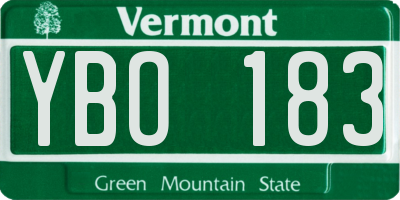 VT license plate YBO183