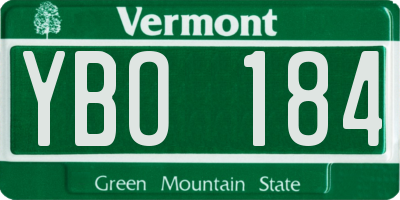 VT license plate YBO184