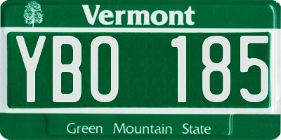 VT license plate YBO185