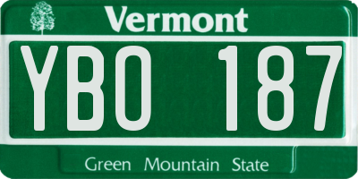VT license plate YBO187