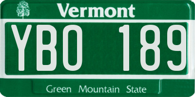VT license plate YBO189