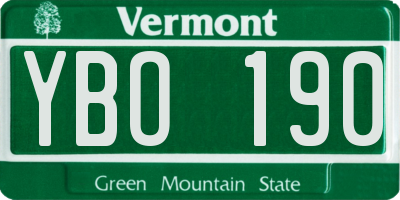 VT license plate YBO190