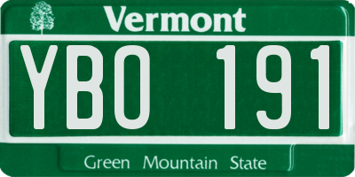 VT license plate YBO191