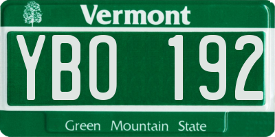 VT license plate YBO192