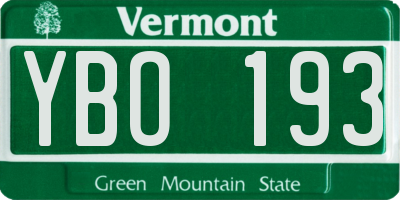 VT license plate YBO193