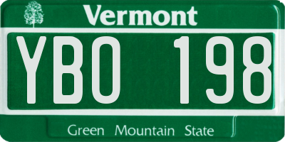 VT license plate YBO198