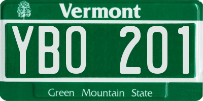 VT license plate YBO201