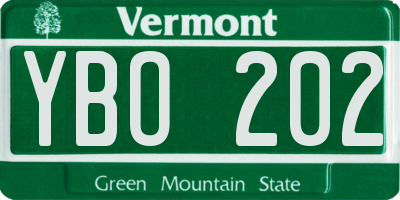 VT license plate YBO202