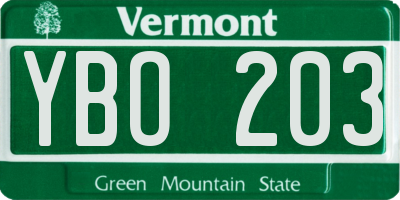 VT license plate YBO203