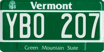 VT license plate YBO207