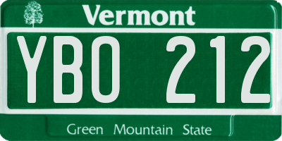 VT license plate YBO212