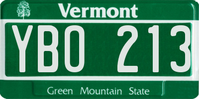 VT license plate YBO213