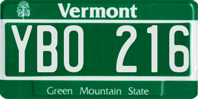 VT license plate YBO216